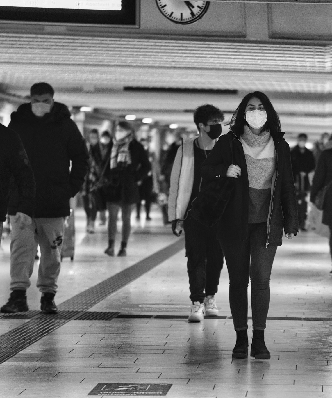 People walking with masks