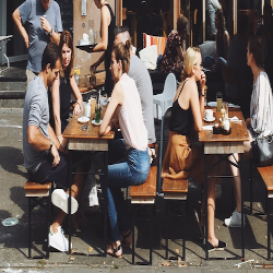 People dining outside